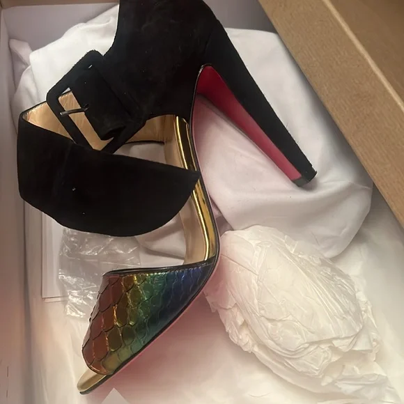 Christian Louboutin heel snake shoes Italy Size 38 . 100% Authentic multi color - Picture 9 of 12